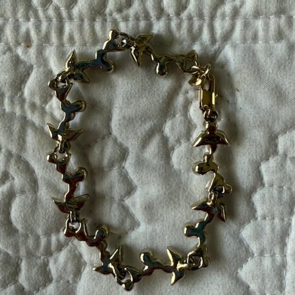 Vintage CAROLEE Rhinestone Leaf Link BRACELET - Picture 2 of 3